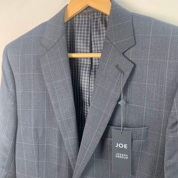 NEW JOE Joseph Abboud Size 38R Men's Windowpane Blazer Jacket Charcoal Gray - Picture 3 of 13